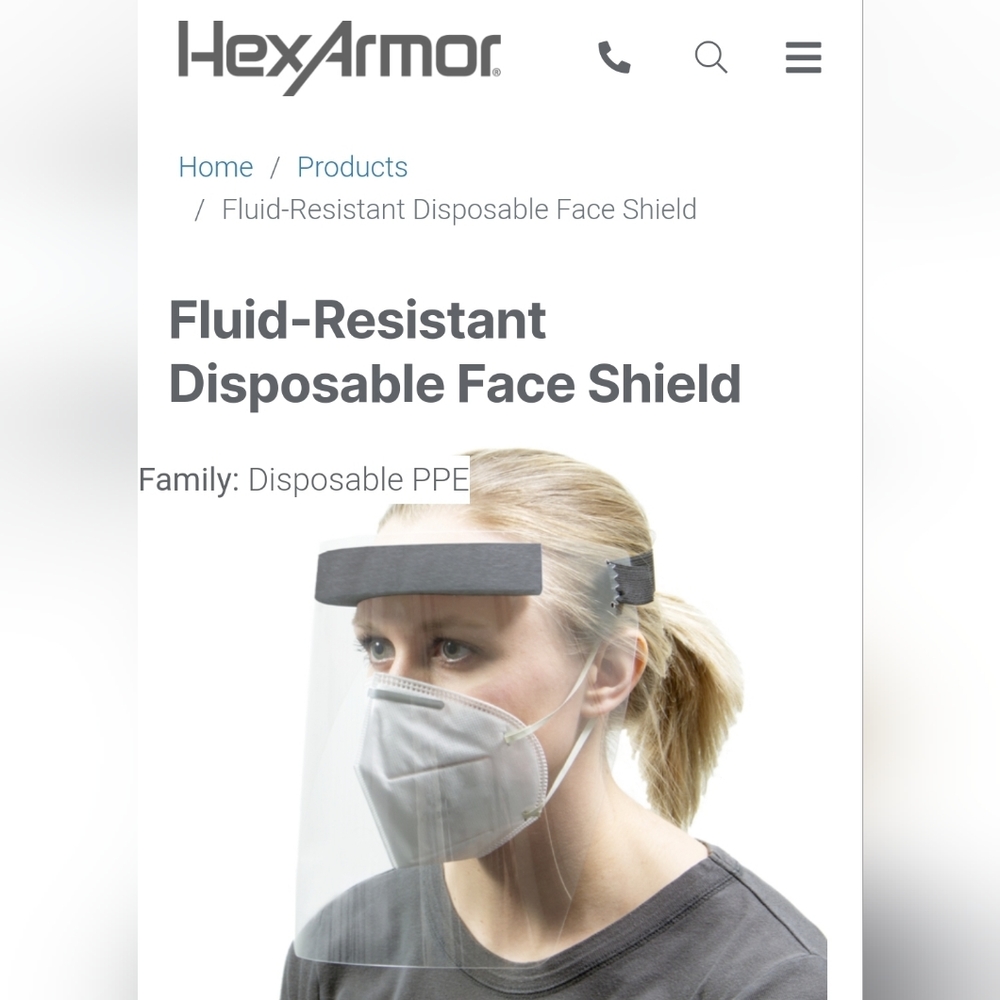 HexArmour Set of 12 Fluid resistant disposable face shields PPE